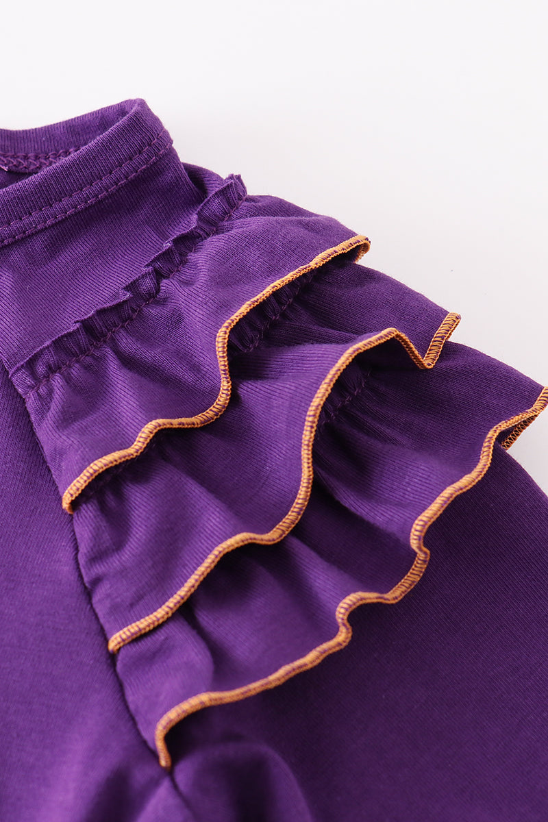 Purple Geaux Embroidered Girl Ruffle Top