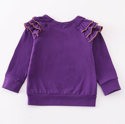 Purple Geaux Embroidered Girl Ruffle Top