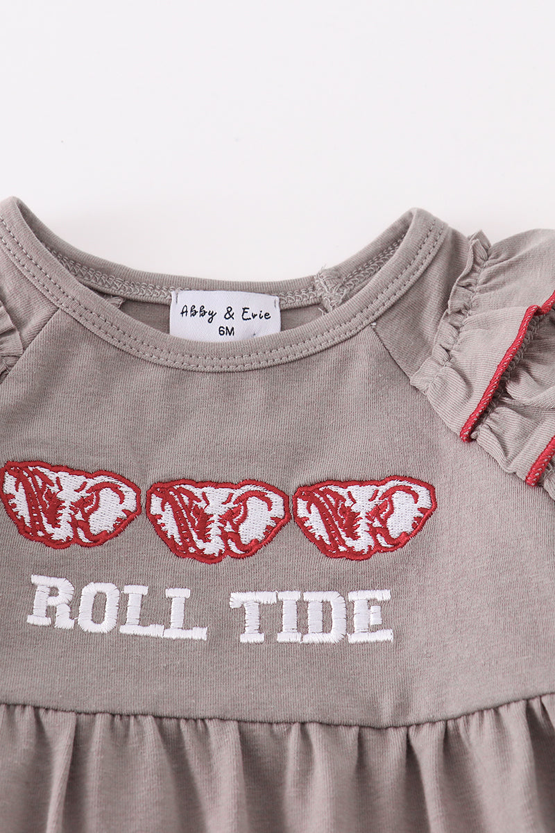 Roll Tide Embroidered Ruffle Romper