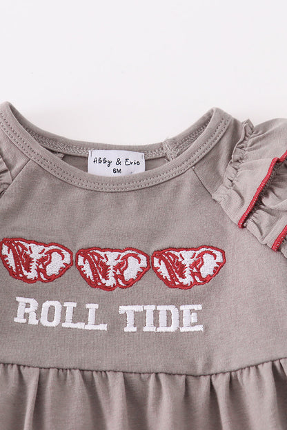 Roll Tide Embroidered Ruffle Romper