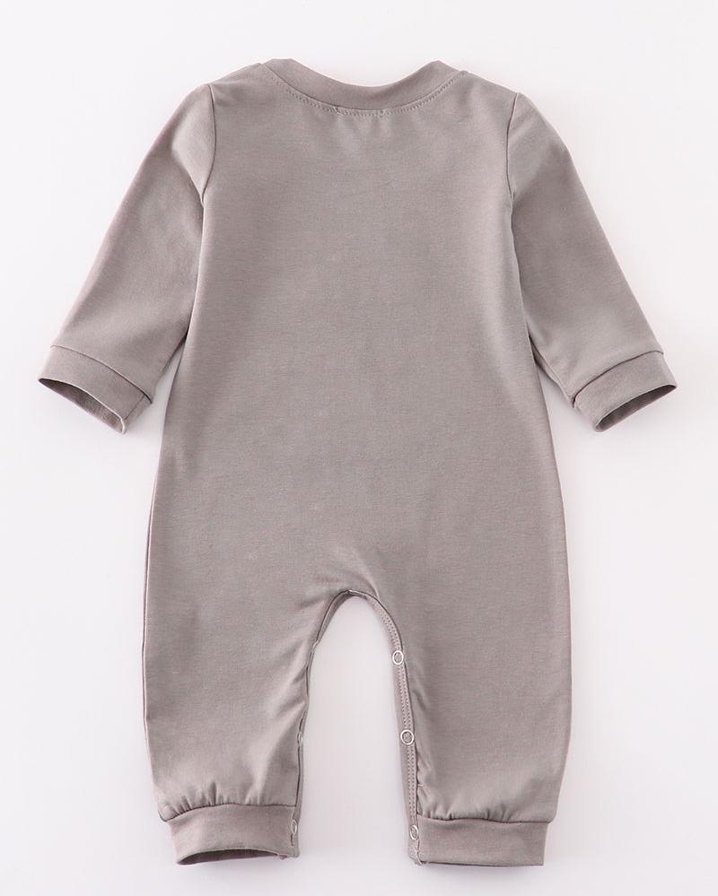 Roll Tide Embroidered Grey Boy Romper