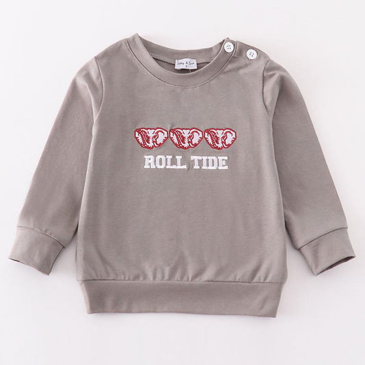 Roll Tide Embroidered Grey Boy Top