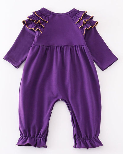 Go Tigers Embroidered Purple Girl Romper