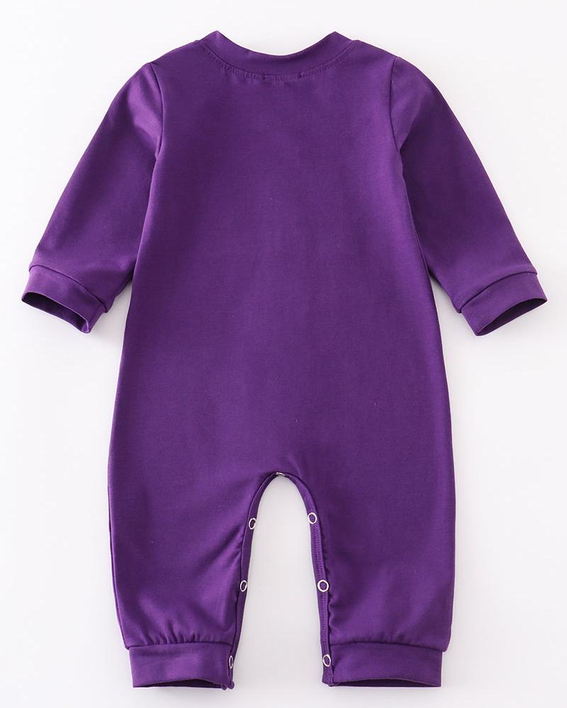 Go Tigers Embroidered Purple Boy Romper