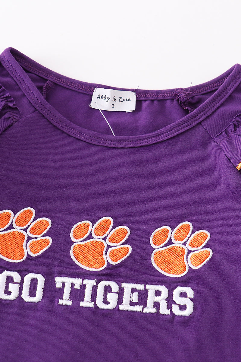 Go Tigers Embroidered Purple Girl Top