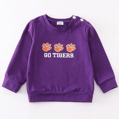 Go Tigers Embroidered Purple Boy Top