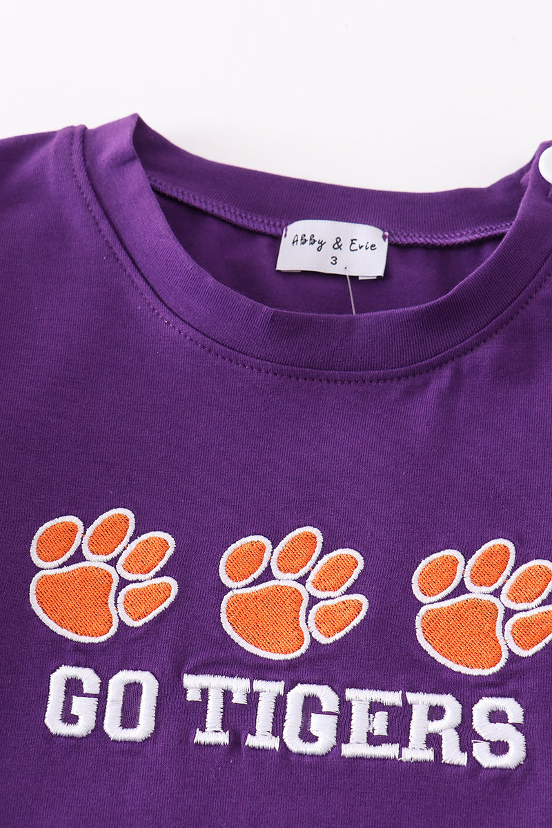 Go Tigers Embroidered Purple Boy Top