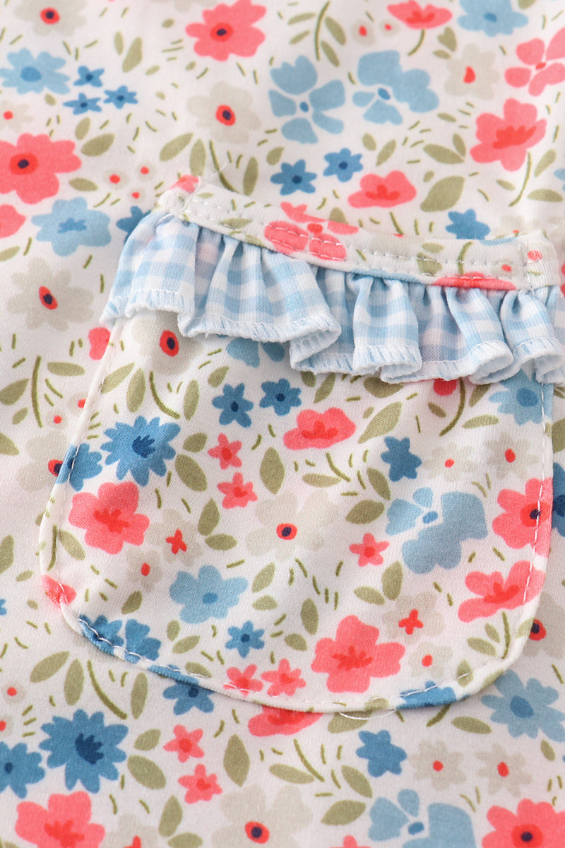 Lindy Blue Floral Print Girl Set