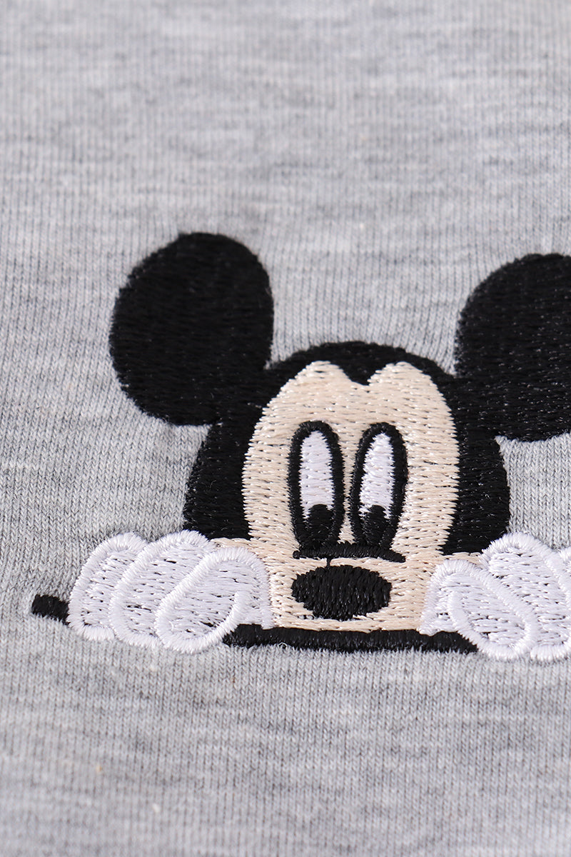 Magic Character Embroidered Boy Grey Zipper Pullover