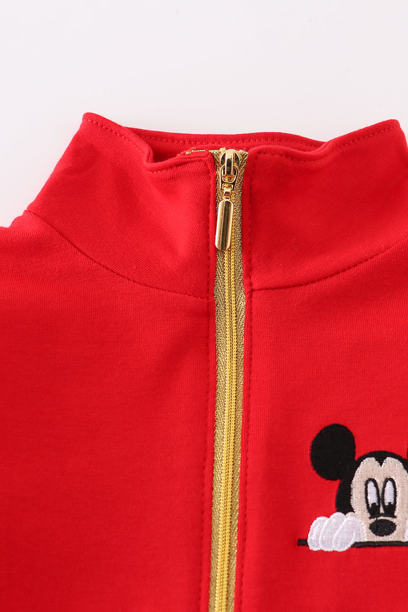 Magic Character Embroidered Boy Red Zipper Pullover