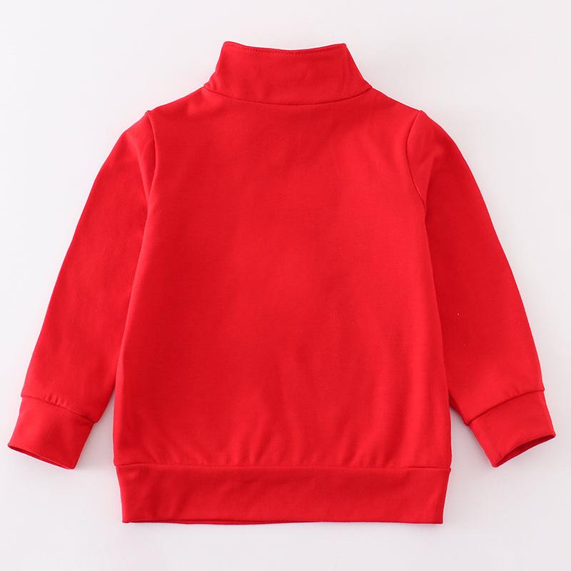 Magic Character Embroidered Boy Red Zipper Pullover