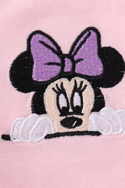 Magic Character Embroidered Pink Zipper Pullover