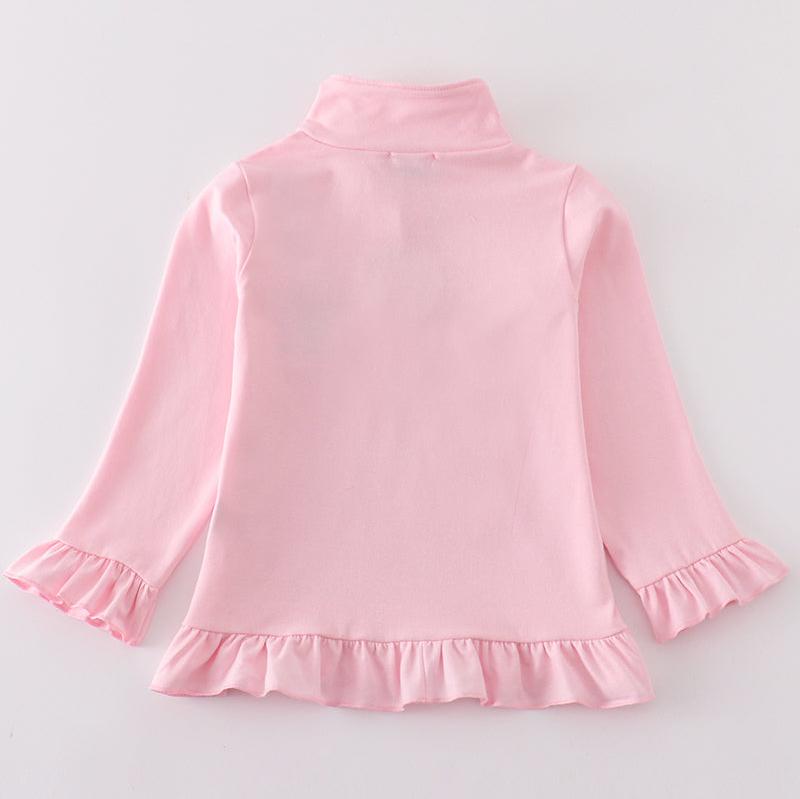 Magic Character Embroidered Pink Zipper Pullover