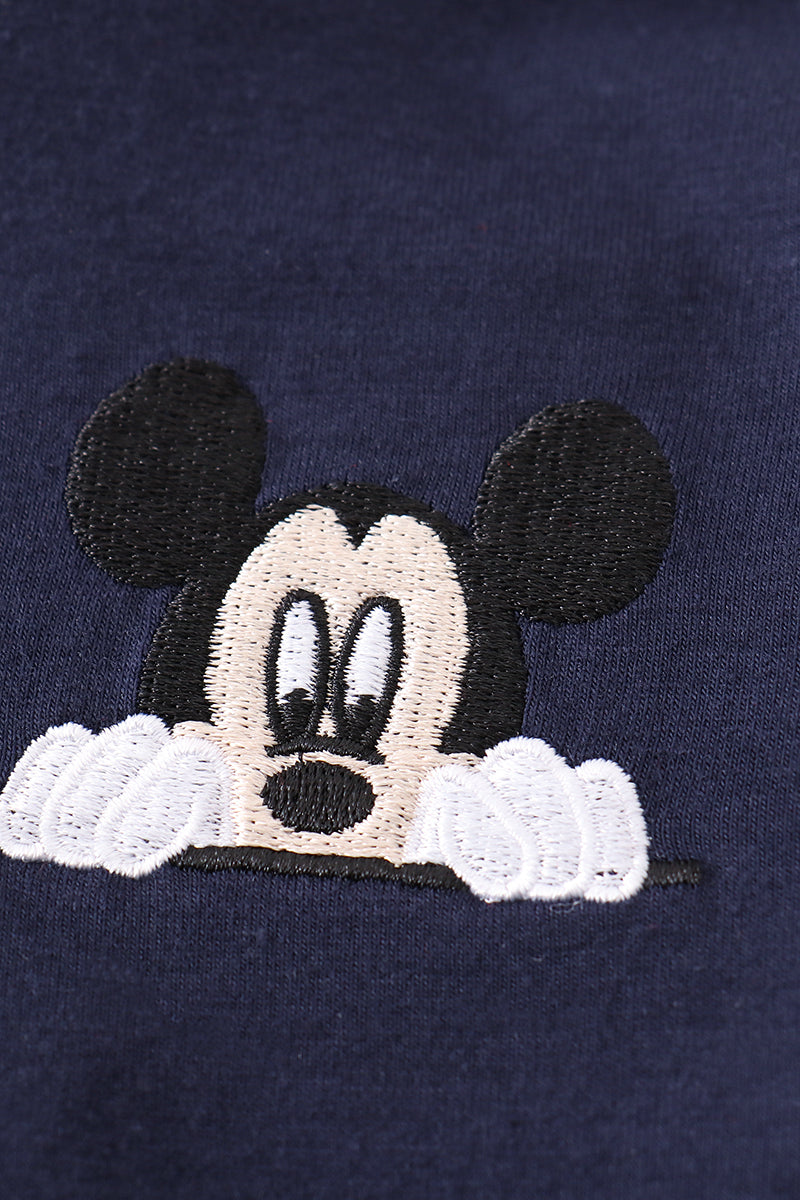 Magic Character Embroidered Boy Navy Zipper Pullover