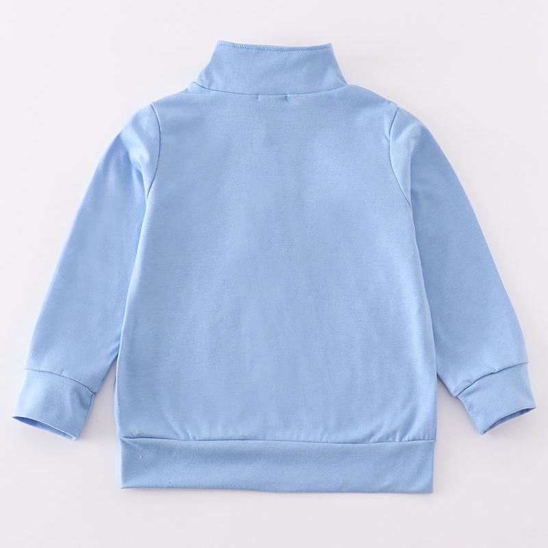 Magic Character Embroidered Boy Blue Zipper Pullover