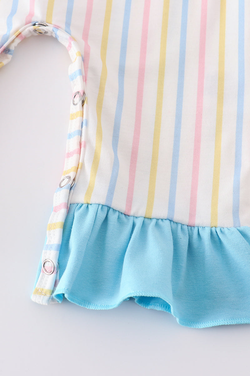 Stripe Princess Embroidered Girl Romper