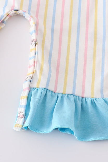 Stripe Princess Embroidered Girl Romper