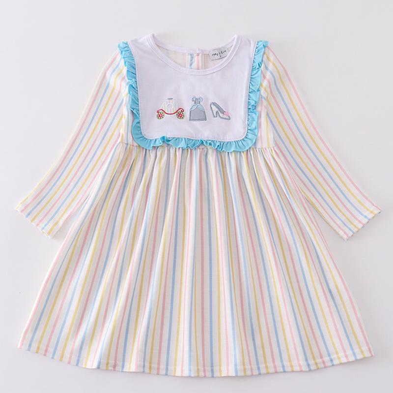 Stripe Princess Embroidered Dress