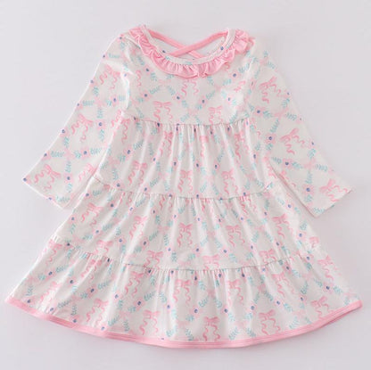 Pink Blossom Bow Print Dress