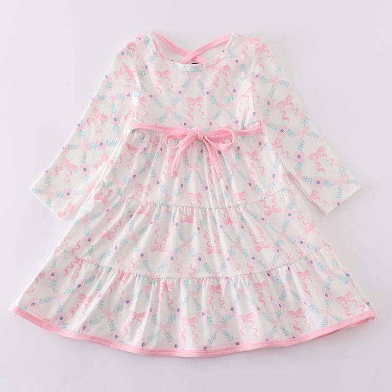 Pink Blossom Bow Print Dress