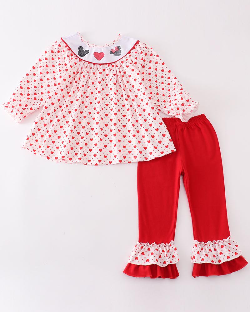 Red Heart Character Embroidered Girl Set