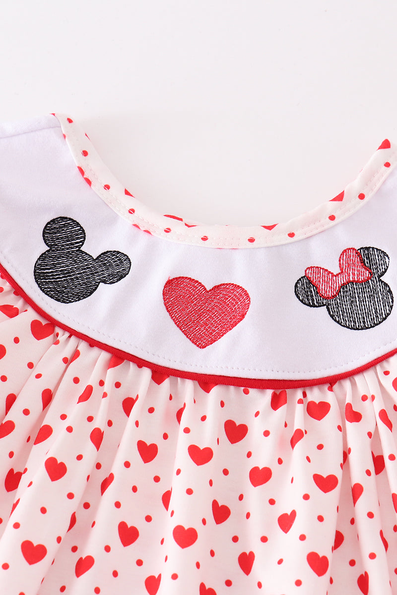 Red Heart Character Embroidered Girl Set