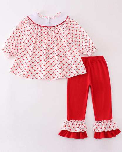 Red Heart Character Embroidered Girl Set