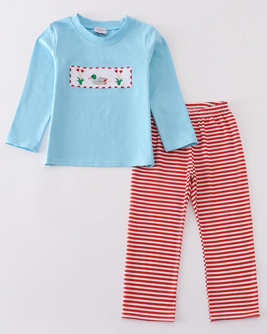 Valentine Duck Embroidered Boy Set