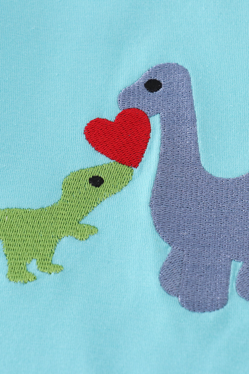 Valentine Dinosaur Embroidered Boy Pants Set