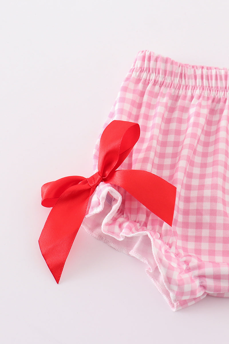 Valentine XOXO Applique Red Girl Bloomers Set