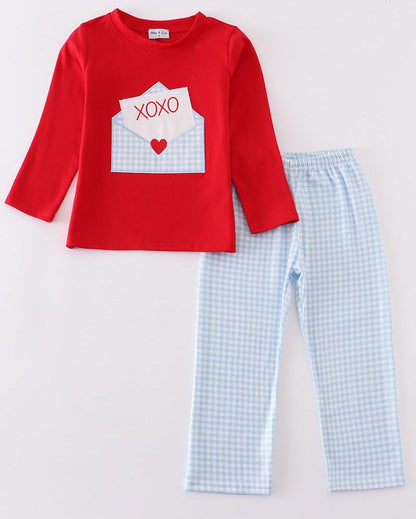 Valentine XOXO Applique Boy Set