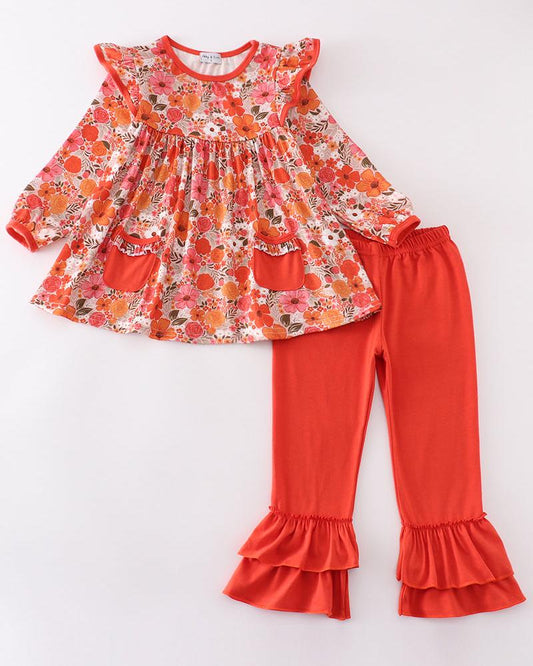 Farrah Floral Print Ruffle Girl Set