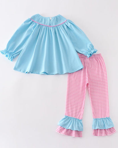 XOXO Blue Smocked Girl Set