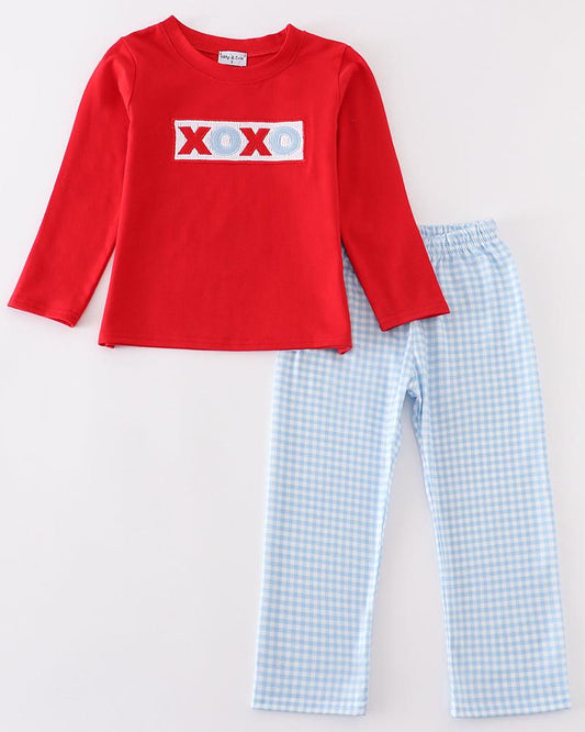 XOXO Smocked Red Boy Set