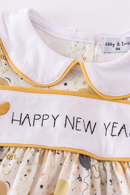 Happy New Year Embroidered Girl Bubble