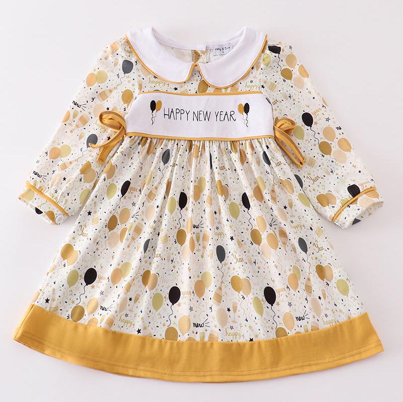 Happy New Year Embroidered Dress