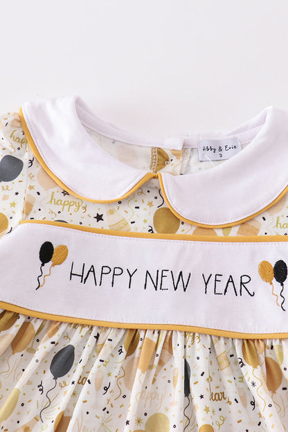 Happy New Year Embroidered Dress