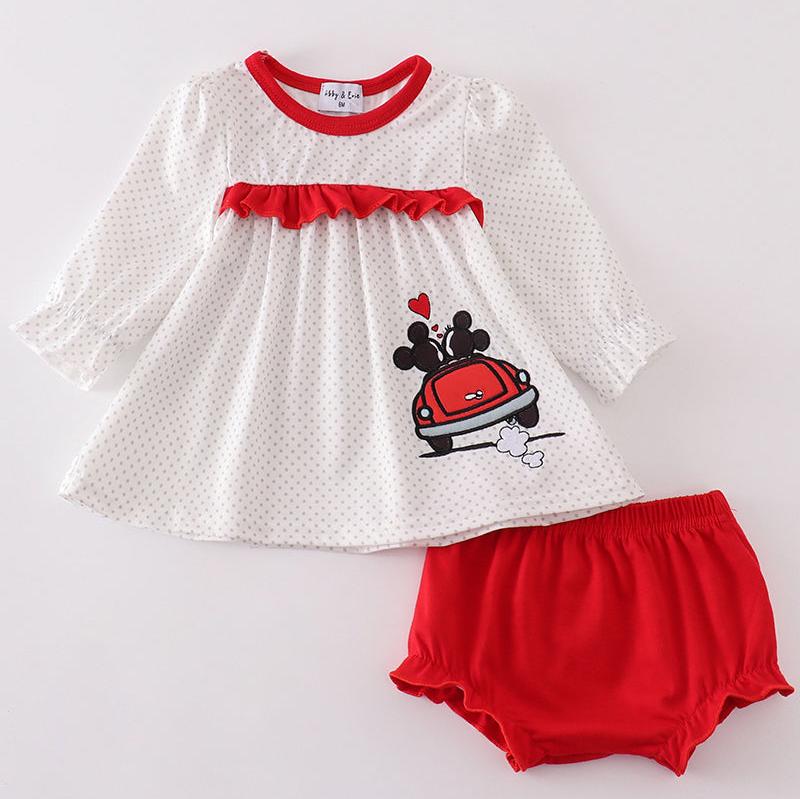 Valentine's Day Character Applique Girl Bloomer Set