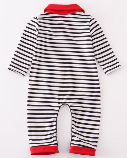 Valentine's Day Character Applique Stripe Boy Romper