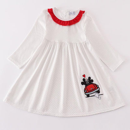 Valentine's Day Character Applique Polkadot Dress