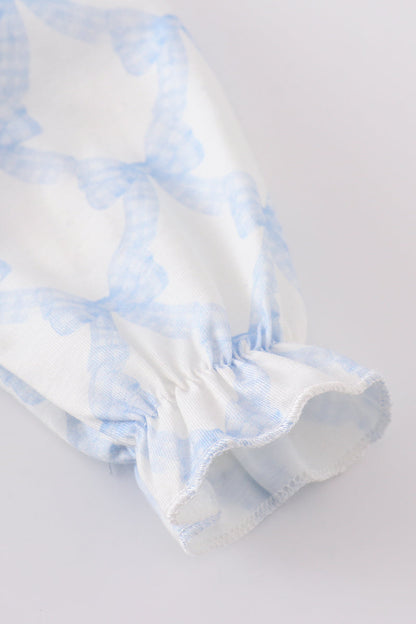 Blue Blossom Bow Print Ruffle Bubble