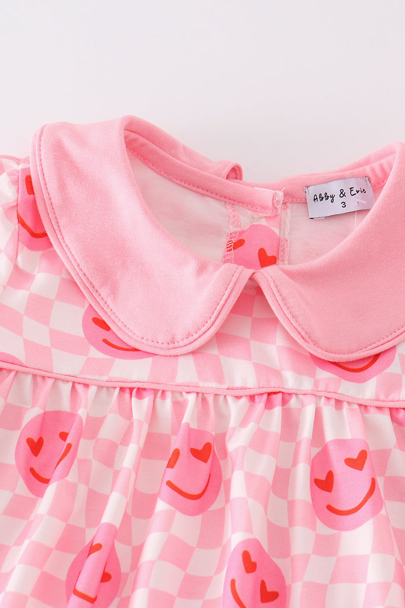 Valentine Smile Print Pink Girl Set