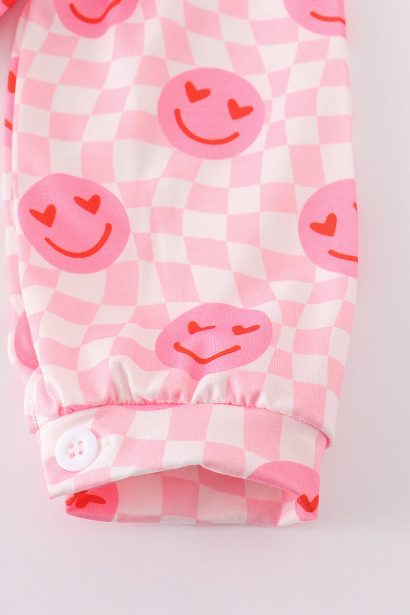 Valentine Smile Print Pink Girl Set