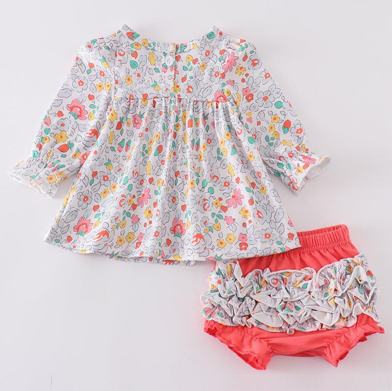 Olivia Pink Floral Print Girl Bloomers Set