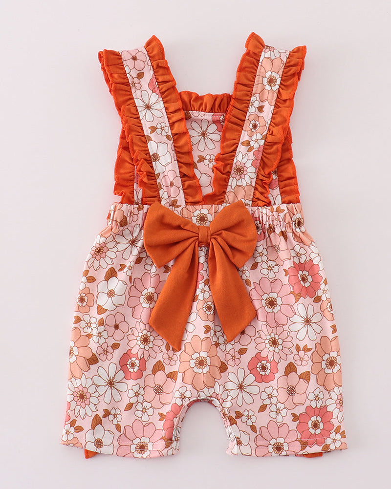 Retro Floral Print Girl Romper