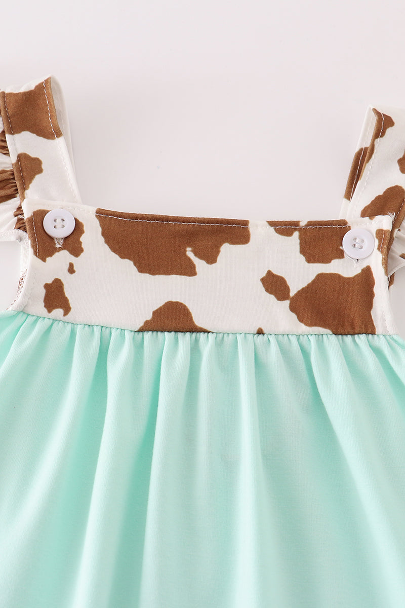 Cowboy Boot Applique Brown Cow Print Dress