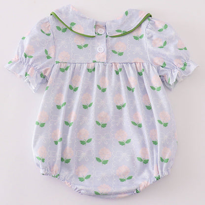 Heather Green Floral Bow Print Girl Bubble