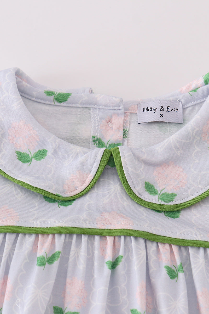 Heather Green Floral Bow Print Dress