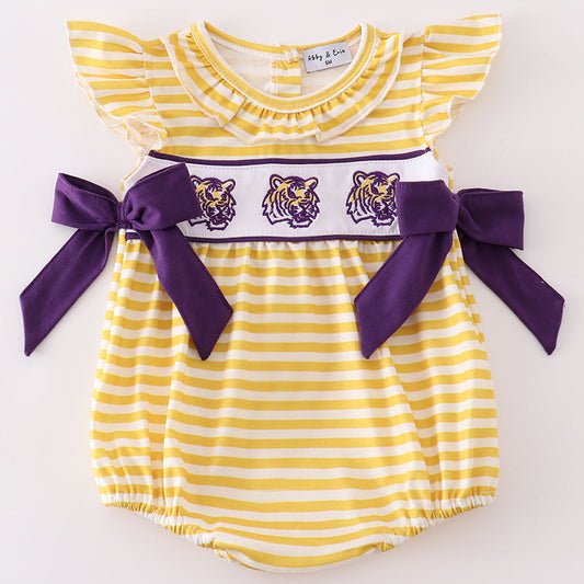 LSU Tiger Embroidered Yellow Stripe Girl Bubble