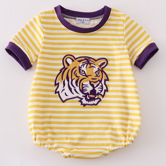 LSU Tiger Embroidered Yellow Stripe Boy Bubble